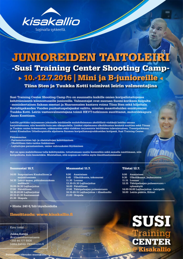 Tiina Sten ja Tuukka Kotti valmentajina Susi Training Center Shooting Camp -taitoleirillä