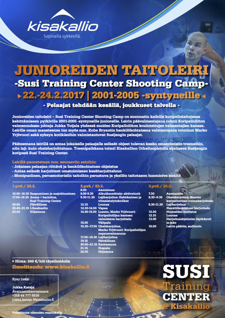 STC Shooting Camp 2001-2005-syntyneille pelaajille Kisakalliossa 22.-24.2.2017