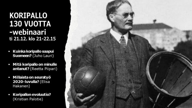 Koripallo – 130 vuotta! -webinaari tiistaina 21.12. klo 21-22.15
