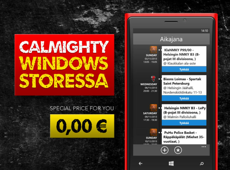 Calmightysta sovellus Windows-puhelimelle