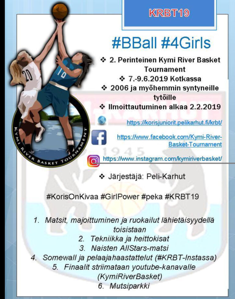 Perinteinen Kymi River Basket Tournament järjestetään Kotkassa 7.-9.6.2019 nyt toista kertaa – ilmoittautuminen on käynnissä