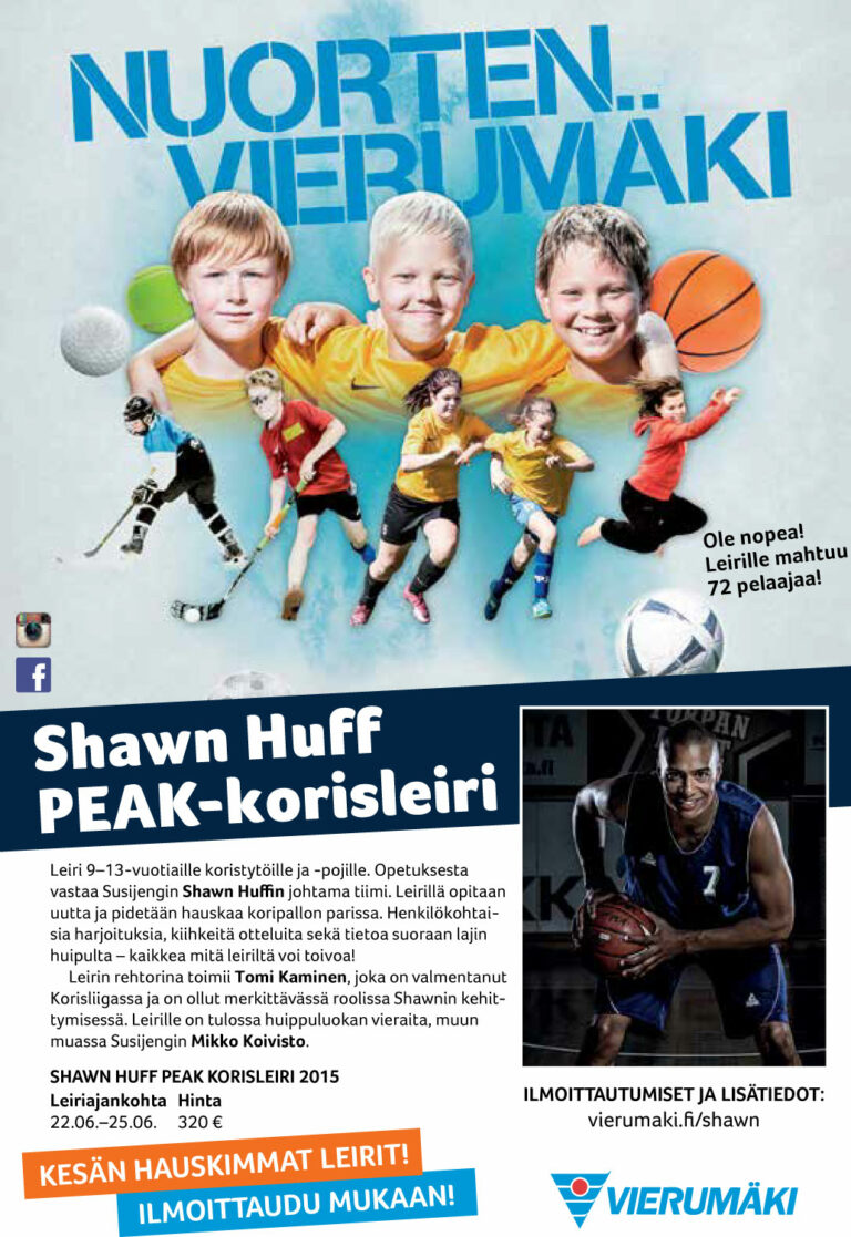 Shawn Huff järjestää korisleirin junioreille 22.-25.6.2015