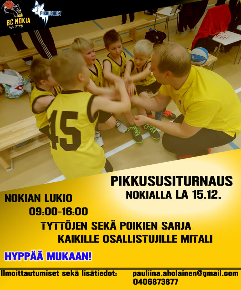 Pikkusudet-turnausrieha Nokialla lauantaina 15.12.