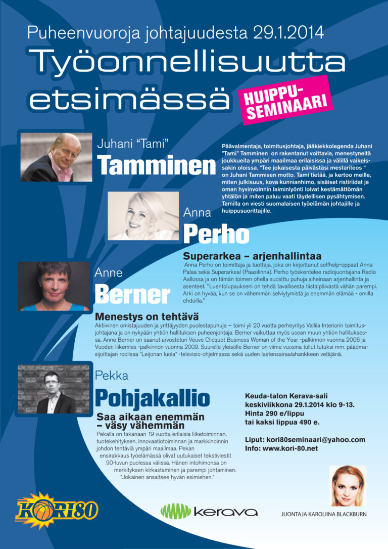 Kori-80 järjestää huippuseminaarin Keravalla 29.1.