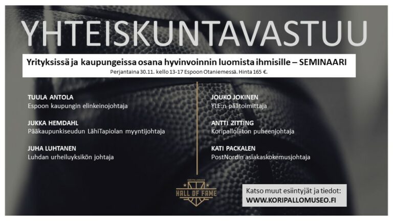 Yhteiskuntavastuu-seminaari 30.11. Espoossa