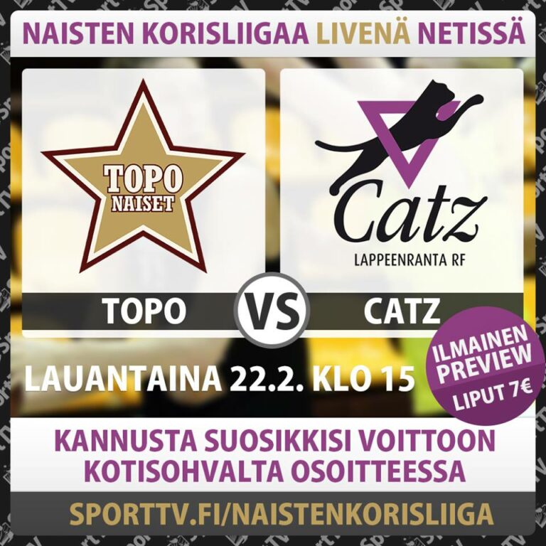 Catz haastaa ToPon lauantaina Helsingissä – ja netissä
