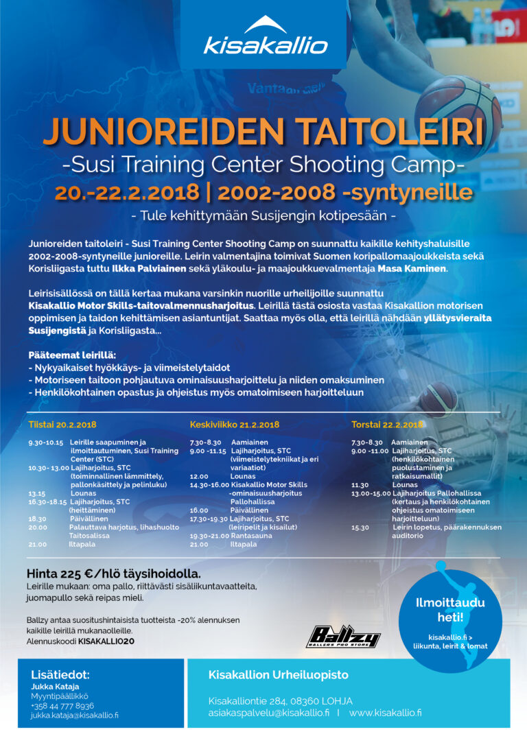 Junioreiden taitoleiri Susi Training Centerissä helmikuussa