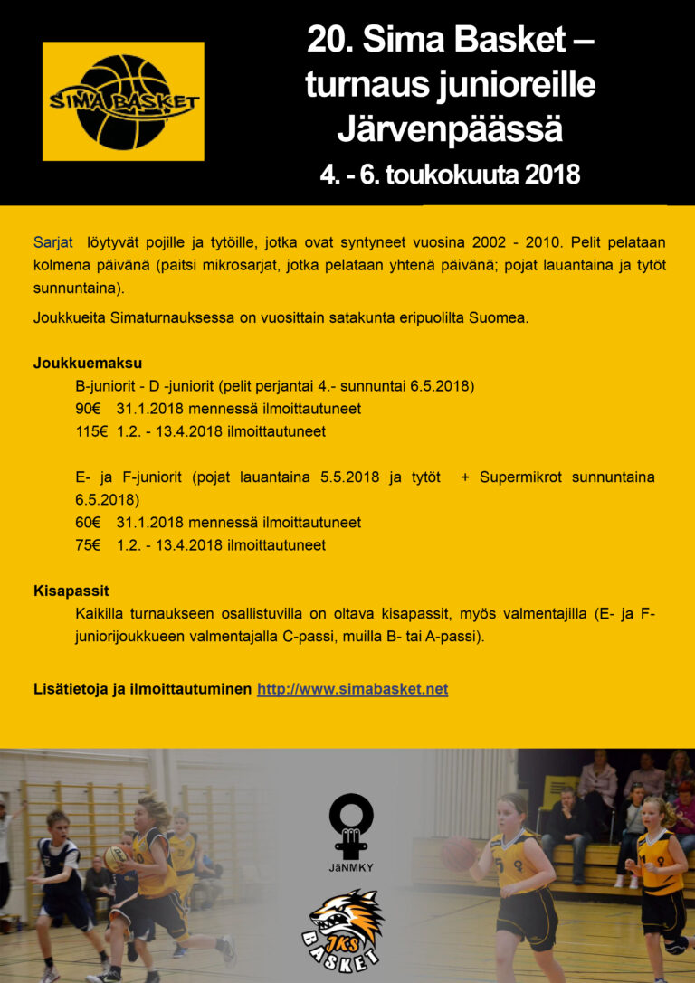 20. Sima Basket -turnaus Järvenpäässä 4.-6.5.2018