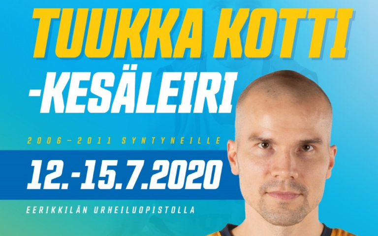 Tuukka Kotti -kesäleiri Eerikkilän urheiluopistolla heinäkuussa