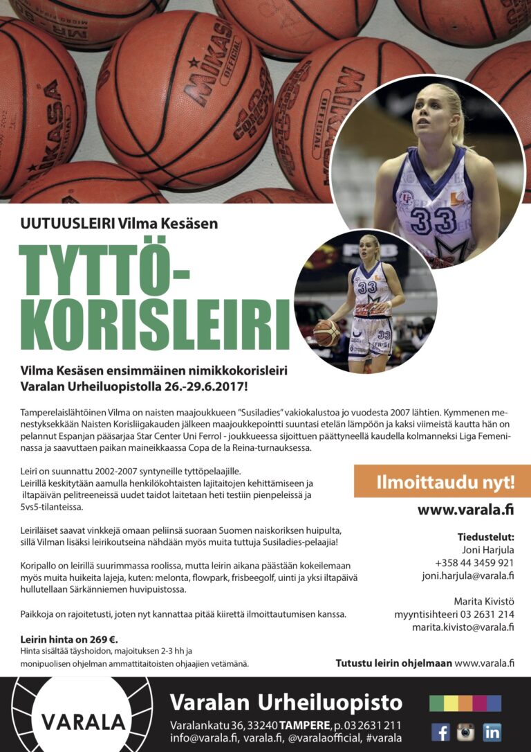 Vilma Kesäsen tyttökorisleiri Varalan Urheiluopistolla 26.-29.6.2017