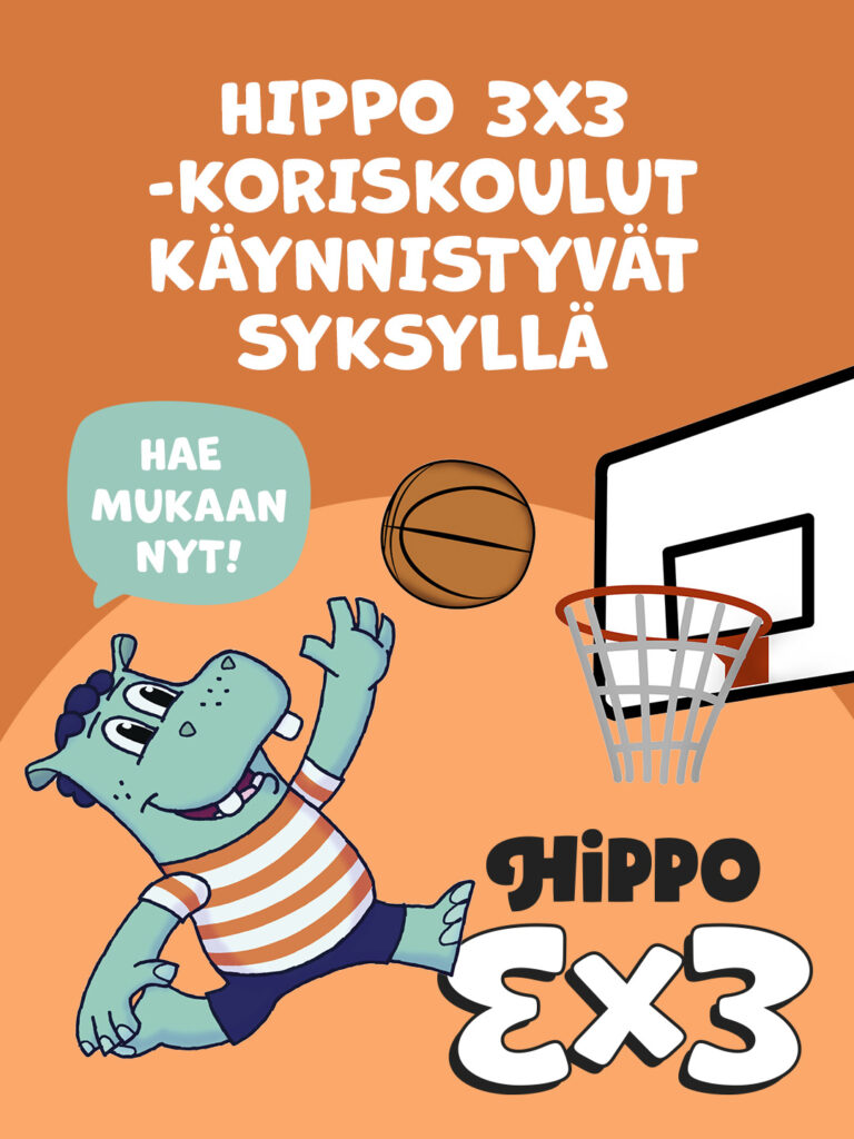 Seurojen hakuaika 3×3 Hippo-koriskerhoihin päättyy maanantaina 31.8.